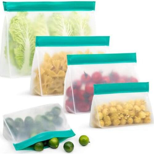 2PCS Reusable Food Storage Bags Stand Up Ziplock Snack Freezer Bags Kitchen Packages for Freezing