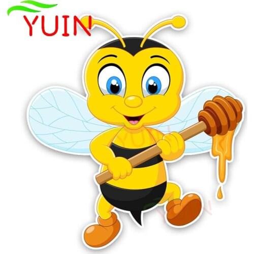 Bees Are Making Honey Car Sticker Cartoon Style Decals Cars Accessories Fashion Decoration Waterproof Exquisite Decal 15*14cm
