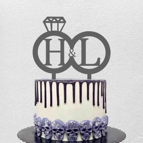 Personalized Wedding Cake Topper Custom Bride & Grooms Name First Alphabet , Wedding & Anniversary Party Cake Decoration Topper