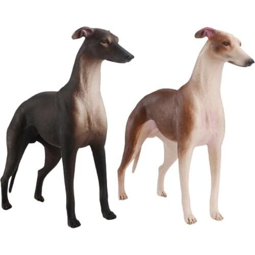 Realistic Greyhound Black Brown Model Toy Figurine Gift Animal Model Collect Boy