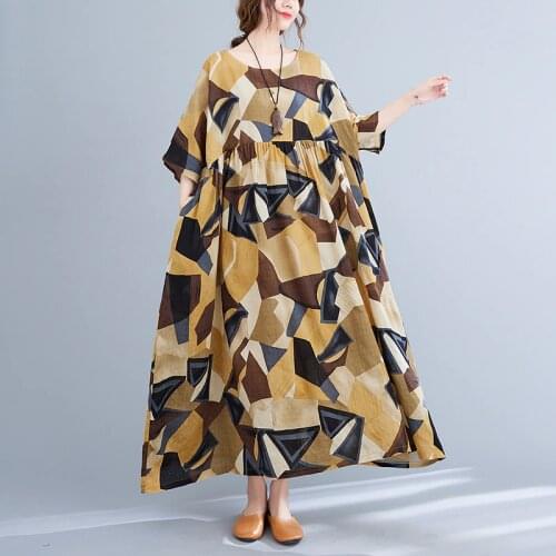 Sundress 2021 New Arrival Thin Soft Cotton Linen Loose Oversized Summer Dress Holiday Travel Casual Women Long Beach Style Dress