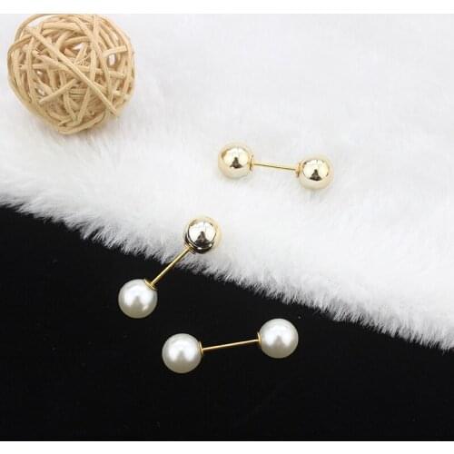 Double pearl word collar pin corsage brooch female korean wild cardigan sweater pin cape buckle accessories