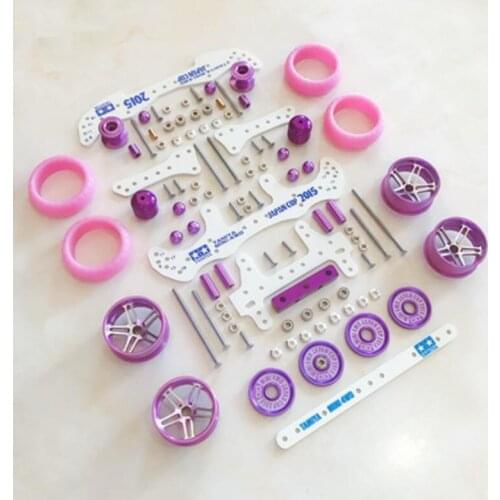 1 Set AR MA MS S2 Chassis Modify Parts Set Pink&Puple for Tamiya MINI 4WD Car Model