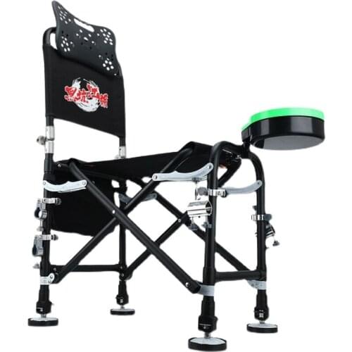 Reclining foldable portable multifunctional stepless heightening fishing stool load bearing wear resistant reclining chair