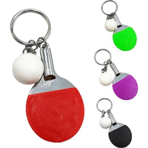 2Pcs Sport Ping Pong Table Tennis Ball Badminton Bowling Ball Keychain Key Chain Keyring Key Ring Souvenir Gift