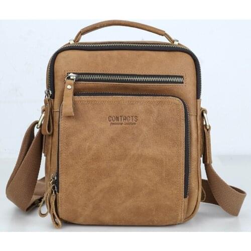 Crossbody Zipper Bags Business Casual Fashion Shoulder Bag For Man Men Pocket Genuine Leather Multi-function Mens Messenger Bag