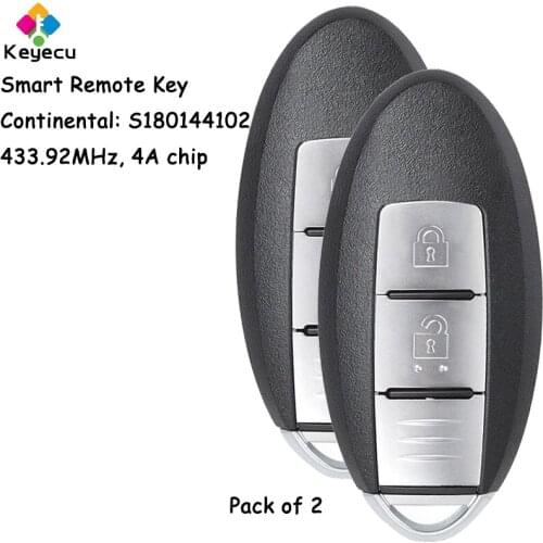 KEYECU 2 Pieces Smart Remote Key With 2 Buttons for Nissan Qashqai Pulsar X-Trail 2014 2015 2016 2017 Fob S180144102 433.92MHz