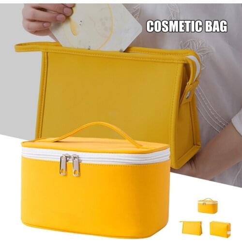 High Quality Makeup Bag Portable Travel Cosmetic Bag for Women Zipper Makeup Organizer Bag with Inner Pouch PU Leather Washable