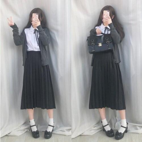 Japanese sailor suit long-sleeved school uniform student wear class Japanese JK uniform shirt long skirt coat three / set JK004