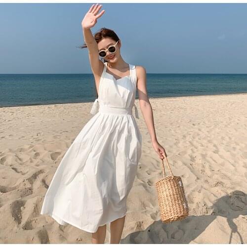 Women Backless Sexy Long Dress Summer 2021 Runway Elegant Sleeveless Korean Casual Ladies Honeymoon Vacation Party White Dresses