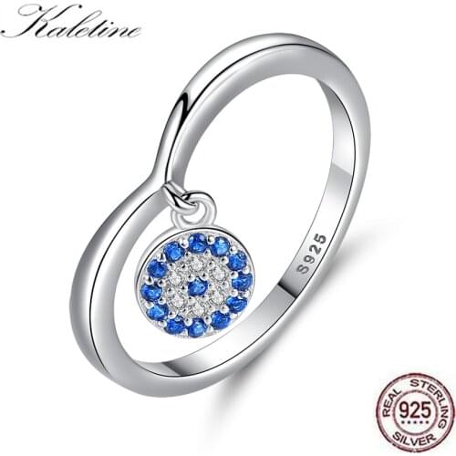 KALETINE 925 Sterling Silver Ring Cubic Zirconia Eye Ring Love Ring For Women Evil Eye Ring Wedding Female Bohemia Jewelry Gift