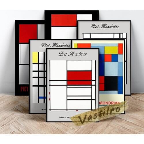 Piet Mondrian Famous Classic Poster, Composition With Red, Blue And Yellow Art Prints, Mondrian Colour Geometry Patten Painting