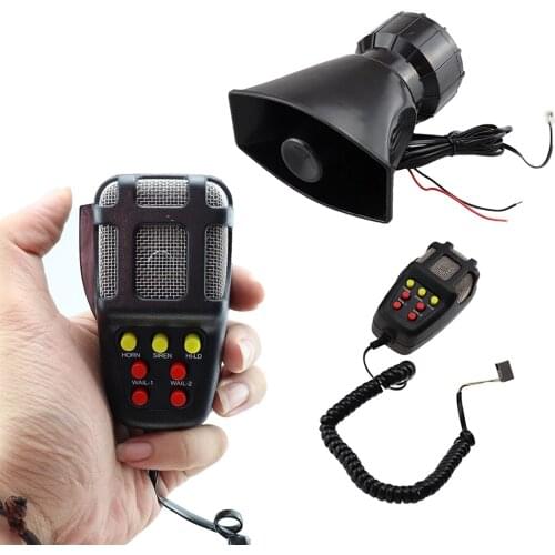 7 Sound Loud Car Warning Alarm Police Fire Siren Air Bugle 12V 7 Tones Speaker Car Emergency Alarm Horn Flat Mouth Agreeable