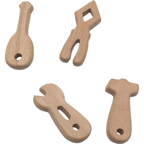 1/4 Pcs/Set Baby Teether Tool Shapes Teething Nursing Natural Wooden Toys Organic