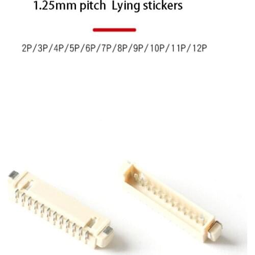 20pcs 1.25mm plug-in connector horizontal sticker 2/3/4/5/6/7/8/9/10/12P connector