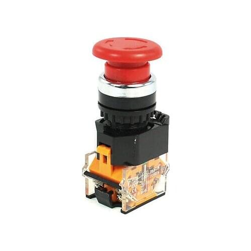 380VAC 10A DPST 4-Terminal Self-Locking Red Mushroom Head Push Button Switch