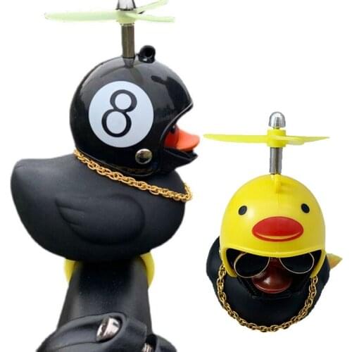 Car Ornament Helmet Broken Wind Small Cute Black Duck Dashboard Rearview Mirror Standing Camouflage Helmet Mini Black Duck Decor