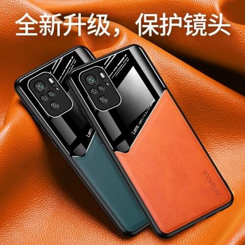 Soft TPU Bumper Tempered Glass +PU Leather Shockproof Phone Case For Xiaomi Redmi Note10 / Note10s Back Magnetic Cover
