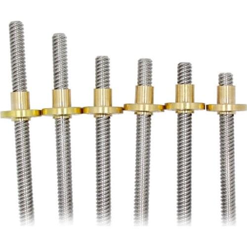 3D Printer Parts T8 Lead Screw OD 8mm Pitch 2mm 350mm 300mm 330mm with Brass Nut for Stepper Motor threaded Rod Stainless Lead