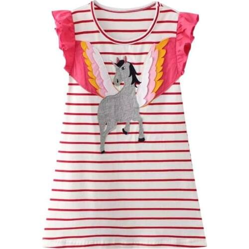 27Kids Fashion Breathable Girls with Unicorn Pattern Cotton Kids Summer Sleeveless Dress for Casual skirt Clothes 2-7Years