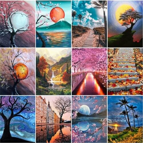 EverShine Diamond Painting Full Square Landscape Cross Stitch Diamond Embroidery Sale Moon Bead Picture Kits Home Decoration
