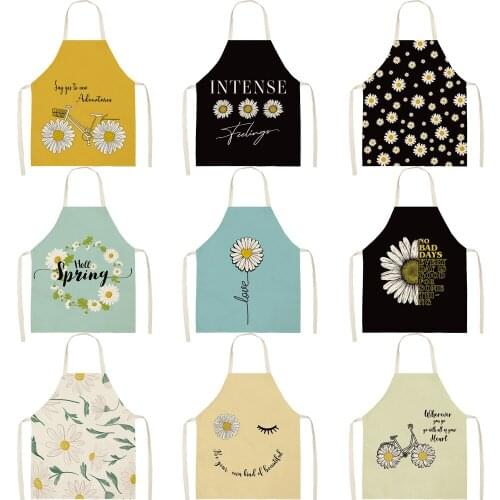 FYMX Chrysanthemum Apron Creative Flower Graphics Bicycle Love Apron Home Cooking Baking Anti-greasy