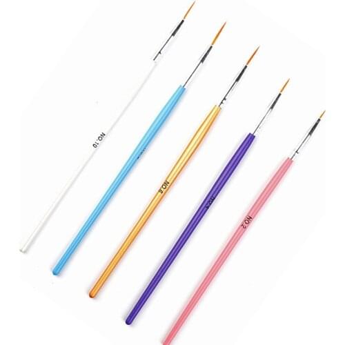 NOQ 5Pcs/set Nail Brush Paintbrush Pull Pen For Manicure Nail Brushes UV Gel Pen Painting Drawing Nail Art Tools
