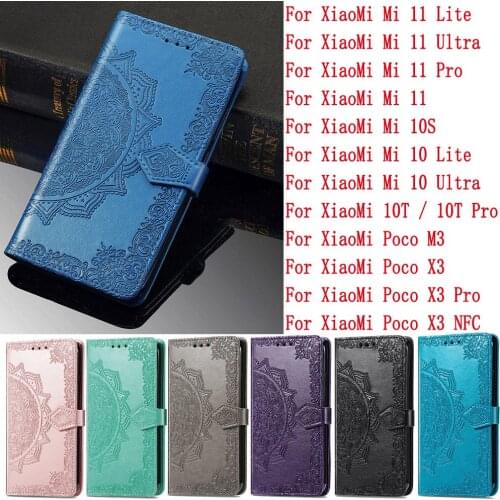 Sunjolly Leather Case Flip Card Wallet Cover coque For XiaoMi Mi 11 Pro Lite Ultra 10S 10 Lite Ultra 10T Pro Poco M3 X3 Pro NFC