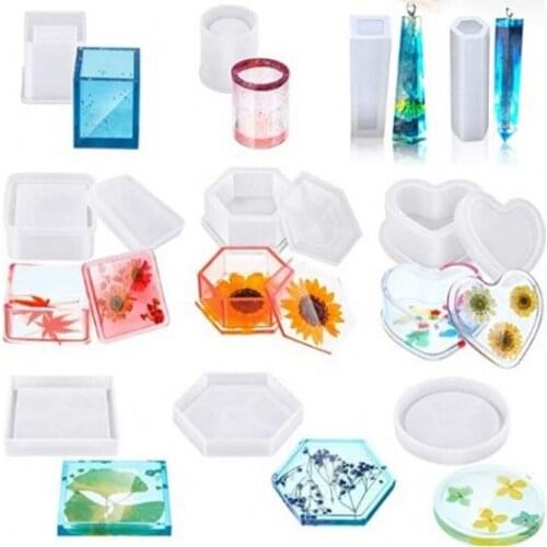 Crystal Column Pendant Resin Diy Drop Adhesive Jewelry Set Molds 7piece/Set Stereo Spherical Cylindrical Silicone Mirror Mold