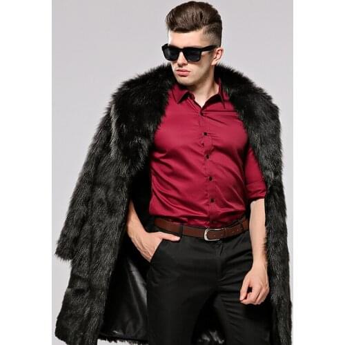 2018 new Mens Fur faux fur coat faux fur Leather suede Europe and Winter long coat Color Black / Brown Size S M L XL XXL XXXL