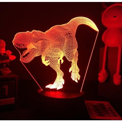 Dinosaur 3D LED Night Light Desk Nightlight Touch Remote Table Lamp For Kids Bedroom Decor Tyrannosaurus Figure Bedside Lamp