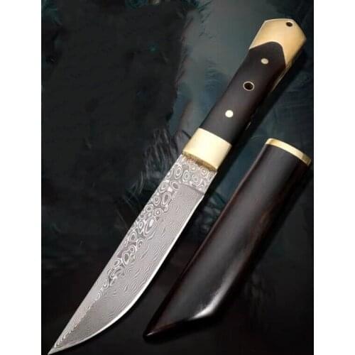 Warrior Straight Fixed Blade Knife VG10 Damascus Steel Fixed Blade Tactical Rescue Hunting Fishing EDC Survival Outdoor Tool