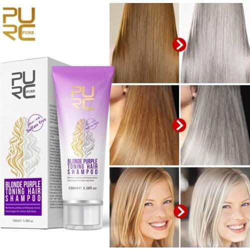 No Yellow Blonde Bleached Shampoo Purple Hair Shampoo Ash Gray Silver Shampoo Long Lasting Hair Dye Color No Damage Treatment