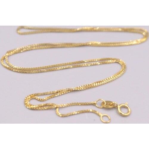 Real Genuine 18K Yellow Gold Necklace For Women Box Chain Real Gold Link 18inch Jewelry