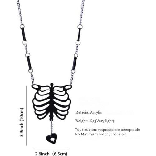 Skeleton Skeleton Necklace Skeleton Nightclub Accessories Dark Black Trendy Men Trendy Women