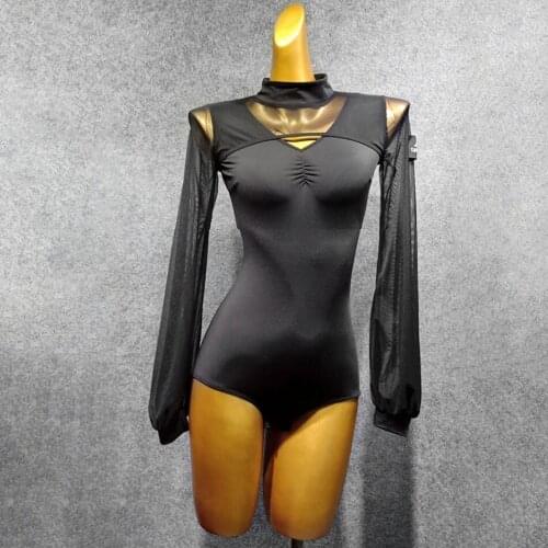 Latin Dance Dress Women Long Sleeve Patchwork Latin Dance Tops for Ballroom Samba Tango Chacha Dancing Performamnce T025