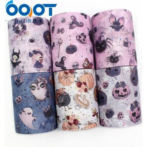 I-19518-1295,75MM 3'' Halloween Printed grosgrain ribbon,DIY handmade jewelry accessories, wedding birthday party packaging