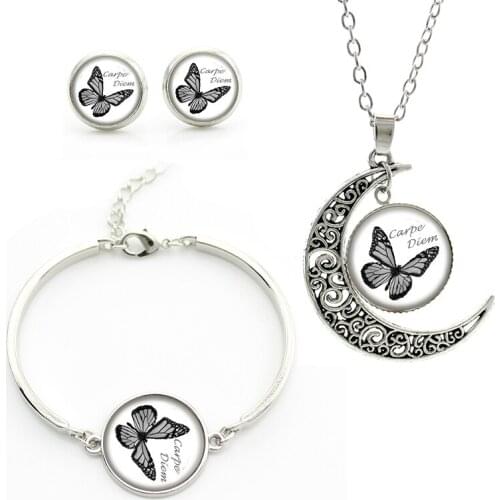 Butterfly jewelry sets Romantic women jewelry plated bracelet Necklace sets Earrings bijoux gift for mother JS169
