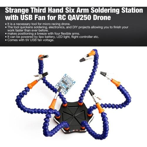 Welding Strange Third Hand Six Arm Soldering Station Helper with USB Fan DIY Kit Spare Parts for RC Drone QAV250 Parts Accessory