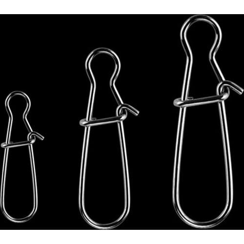 WALK FISH 50 pcs / lot Hooked Stainless Steel Snapper Fishing Snail Safety Barrel Latch Hook Lures Accessories Pesca Snap-in