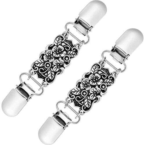 2 PCS Retro Sweater Shirt Clips Cardigan Collar Clips Dresses Shawl Clip For Women Girls, Style 1