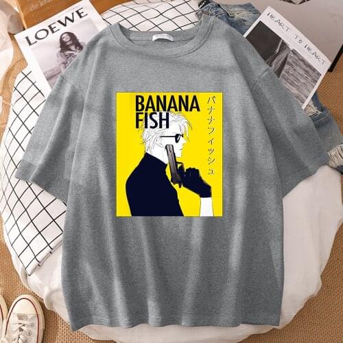 Anime Banana Fish Print Oversized T-shirts for Woman 2021 Summer Casual Short Sleeve Top Tee Plus Big Size Soft Female Tee Shirt