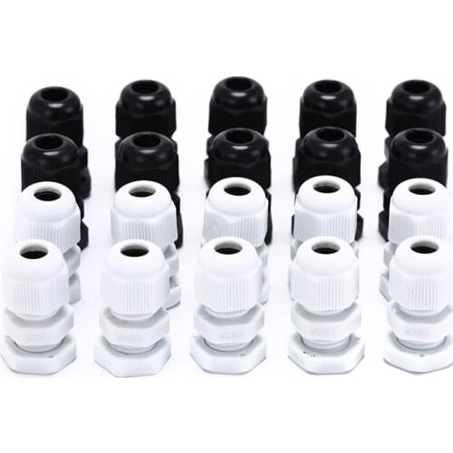 10pcs/lot IP68 M12 for 3mm-6.5mm Cable CE Waterproof Nylon Plastic Cable Gland Connector