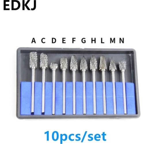 10 pcs/set 2.35 3*6mm Head Duplex Carbide Tungsten Steel Grinding Head Rotary File Electro-grindingFittings