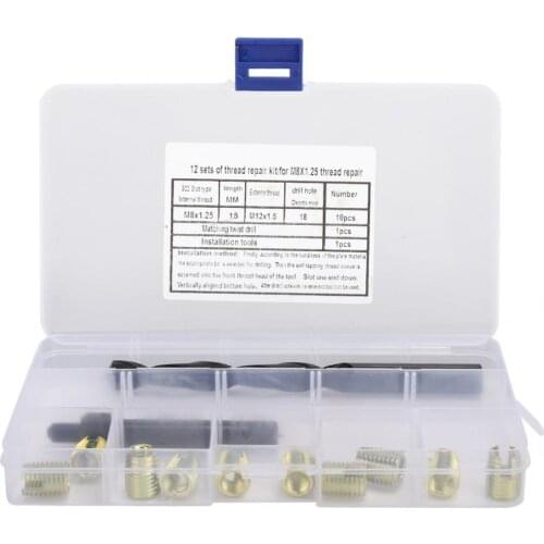 12Pcs M2/M2.5/M3/M4/M5/M6/M8/M10 Thread Repair Kit Self Tapping Screw Sleeve Helical Thread Insert Tap Insertion Tool Set