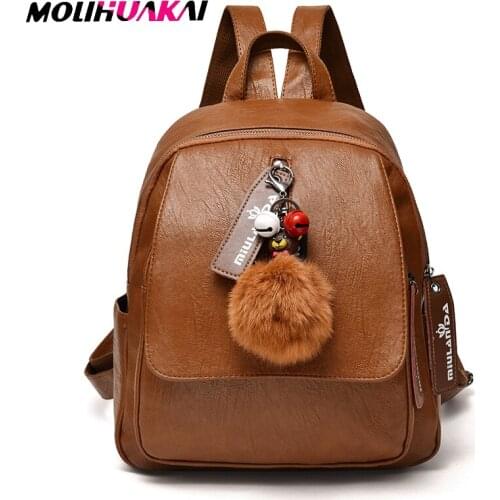 2020 Women Leather Backpacks Large Capacity Sac A Dos Female Travel Shoulder Bags Back Pack Female Leather Bagpack Ladies New