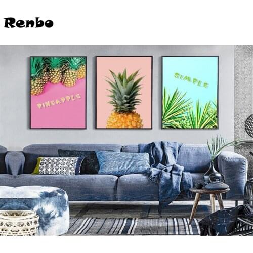 3pcs 5D DIY Diamond Mosaic fruit pineapple Diamond Painting Full Square Rhinestone Embroidery Cross-stitch Nordic Decoration