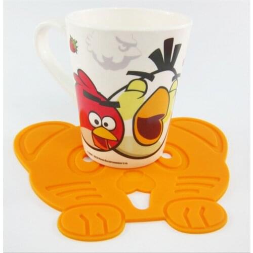 400 pcs Cute Silicone Coaster Cartoon Tiger Placemat The Silicone Cartoon Bear Eat Mat Antiskid Heat-Resistant Cupmat Pad