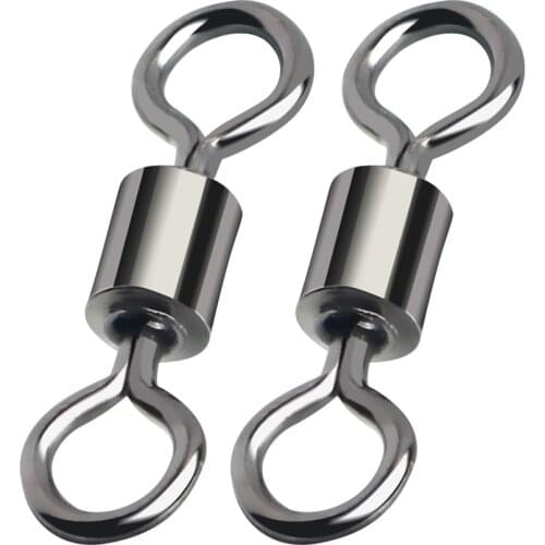 50PCS/Lot Fishing Swivel Sizes Solid Connector Ball Bearing Snap Fishing Swivels Rolling Stainless Steel Beads