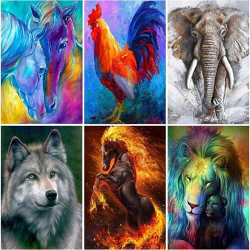 5D Diamond Painting Horse Full Round Square Drill Animals Elephant Cross Stitch Mosaic Diamond Embroidery Rhinestones Home Decor